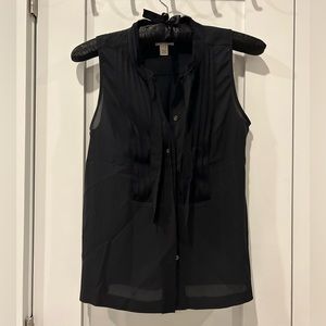 J.Crew tuxedo sleeveless blouse with tie at neck